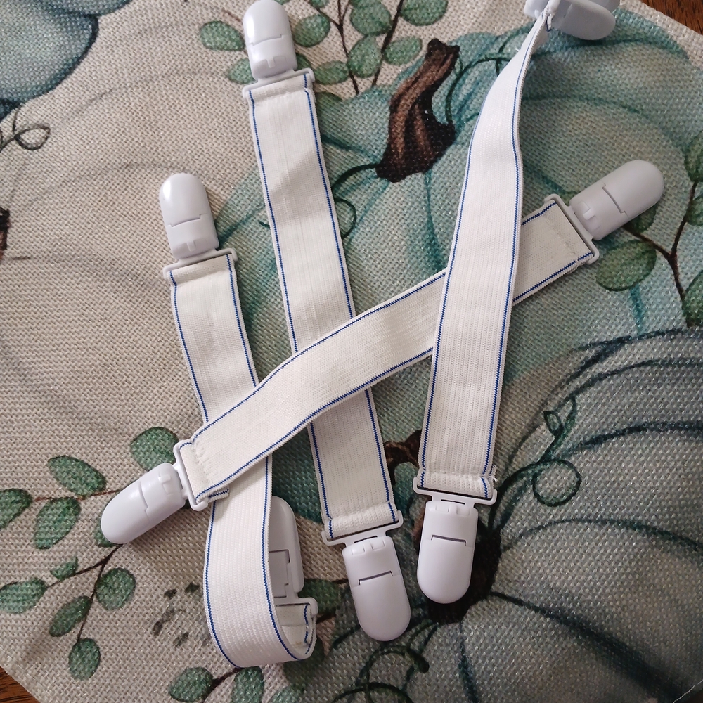 Adjustable Bed Sheet Straps - White